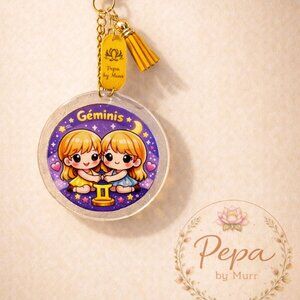 Gemini Zodiac Keychain – Handmade & Adorable